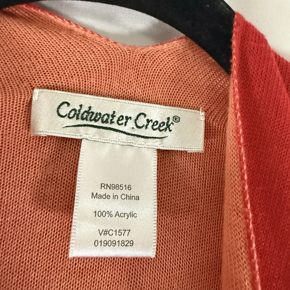 Coldwater Creek Wrap Cover Women's OS One Size Orange Red Knit Stretch Pullover